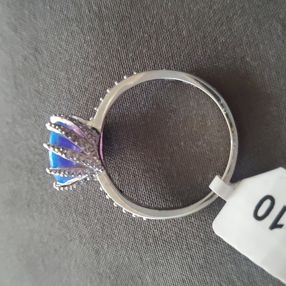 STERLING SILVER BLUE OPAL RING - Picture 5 of 5